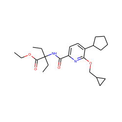 CCOC(=O)C(CC)(CC)NC(=O)c1ccc(C2CCCC2)c(OCC2CC2)n1 ZINC000473171799