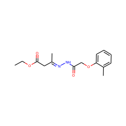 CCOC(=O)C/C(C)=N/NC(=O)COc1ccccc1C ZINC000005257209