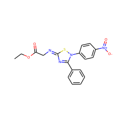 CCOC(=O)C/N=c1\nc(-c2ccccc2)n(-c2ccc([N+](=O)[O-])cc2)s1 ZINC000101506411