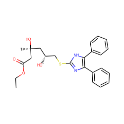 CCOC(=O)C[C@@](C)(O)C[C@@H](O)CSc1nc(-c2ccccc2)c(-c2ccccc2)[nH]1 ZINC000013730506