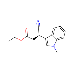 CCOC(=O)C[C@@H](C#N)c1cn(C)c2ccccc12 ZINC000002403311
