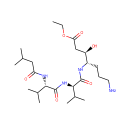 CCOC(=O)C[C@@H](O)[C@H](CCCN)NC(=O)[C@H](NC(=O)[C@@H](NC(=O)CC(C)C)C(C)C)C(C)C ZINC000026743086