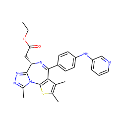 CCOC(=O)C[C@@H]1N=C(c2ccc(Nc3cccnc3)cc2)c2c(sc(C)c2C)-n2c(C)nnc21 ZINC000145811329