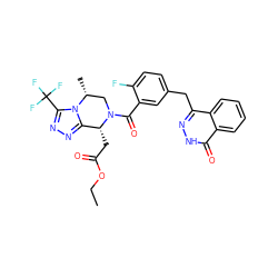 CCOC(=O)C[C@@H]1c2nnc(C(F)(F)F)n2[C@H](C)CN1C(=O)c1cc(Cc2n[nH]c(=O)c3ccccc23)ccc1F ZINC000208099780