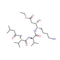 CCOC(=O)C[C@H](O)[C@H](CCCCN)NC(=O)[C@H](NC(=O)[C@@H](NC(=O)CC(C)C)C(C)C)C(C)C ZINC000026736806