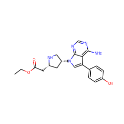 CCOC(=O)C[C@H]1C[C@@H](n2cc(-c3ccc(O)cc3)c3c(N)ncnc32)CN1 ZINC000027986020