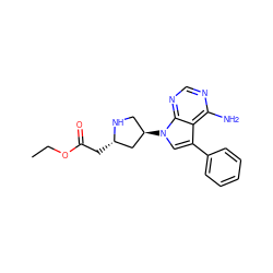 CCOC(=O)C[C@H]1C[C@H](n2cc(-c3ccccc3)c3c(N)ncnc32)CN1 ZINC000027986577