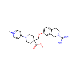 CCOC(=O)C1(COc2ccc3c(c2)CN(C(=N)N)CC3)CCN(c2cc[n+](C)cc2)CC1 ZINC000013644393