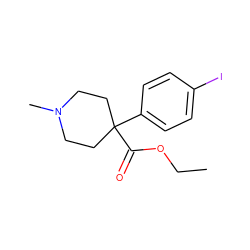 CCOC(=O)C1(c2ccc(I)cc2)CCN(C)CC1 ZINC000013610051