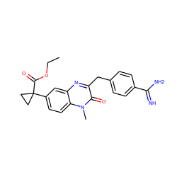 CCOC(=O)C1(c2ccc3c(c2)nc(Cc2ccc(C(=N)N)cc2)c(=O)n3C)CC1 ZINC000012355045