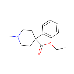 CCOC(=O)C1(c2ccccc2)CCN(C)CC1 ZINC000000001681