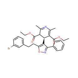 CCOC(=O)C1=C(C)N=C(C)C(C(=O)OCC)[C@@H]1c1c(-c2ccccc2)noc1CCc1cccc(Br)c1 ZINC000026840899