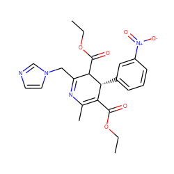 CCOC(=O)C1=C(C)N=C(Cn2ccnc2)C(C(=O)OCC)[C@@H]1c1cccc([N+](=O)[O-])c1 ZINC000027736633