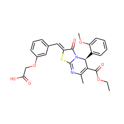 CCOC(=O)C1=C(C)N=c2s/c(=C\c3cccc(OCC(=O)O)c3)c(=O)n2[C@H]1c1ccccc1OC ZINC000002049508