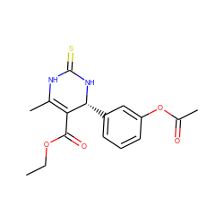 CCOC(=O)C1=C(C)NC(=S)N[C@@H]1c1cccc(OC(C)=O)c1 ZINC000028827135