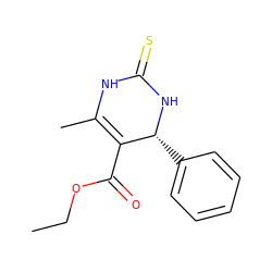 CCOC(=O)C1=C(C)NC(=S)N[C@@H]1c1ccccc1 ZINC000018038509