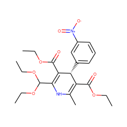 CCOC(=O)C1=C(C)NC(C(OCC)OCC)=C(C(=O)OCC)[C@@H]1c1cccc([N+](=O)[O-])c1 ZINC000034734007