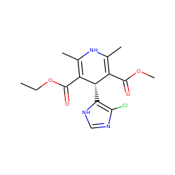 CCOC(=O)C1=C(C)NC(C)=C(C(=O)OC)[C@@H]1c1[nH]cnc1Cl ZINC000103220627