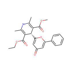 CCOC(=O)C1=C(C)NC(C)=C(C(=O)OC)[C@@H]1c1cc(=O)cc(-c2ccccc2)o1 ZINC000103211370