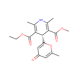 CCOC(=O)C1=C(C)NC(C)=C(C(=O)OC)[C@@H]1c1cc(=O)cc(C)o1 ZINC000103211376