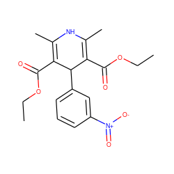 CCOC(=O)C1=C(C)NC(C)=C(C(=O)OCC)C1c1cccc([N+](=O)[O-])c1 ZINC000100036965