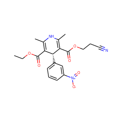 CCOC(=O)C1=C(C)NC(C)=C(C(=O)OCCC#N)[C@@H]1c1cccc([N+](=O)[O-])c1 ZINC000049113204