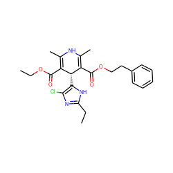 CCOC(=O)C1=C(C)NC(C)=C(C(=O)OCCc2ccccc2)[C@@H]1c1[nH]c(CC)nc1Cl ZINC000035880075