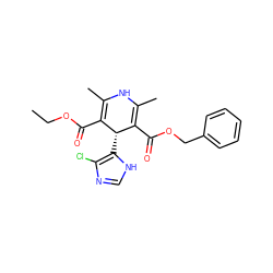 CCOC(=O)C1=C(C)NC(C)=C(C(=O)OCc2ccccc2)[C@@H]1c1[nH]cnc1Cl ZINC000103222090