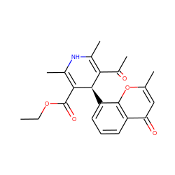 CCOC(=O)C1=C(C)NC(C)=C(C(C)=O)[C@H]1c1cccc2c(=O)cc(C)oc12 ZINC000034891546