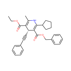 CCOC(=O)C1=C(C)NC(C2CCCC2)=C(C(=O)OCc2ccccc2)[C@@H]1C#Cc1ccccc1 ZINC000026940200