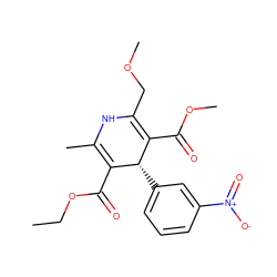 CCOC(=O)C1=C(C)NC(COC)=C(C(=O)OC)[C@@H]1c1cccc([N+](=O)[O-])c1 ZINC000049784313