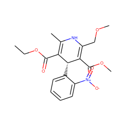 CCOC(=O)C1=C(C)NC(COC)=C(C(=O)OC)[C@@H]1c1ccccc1[N+](=O)[O-] ZINC000049784311