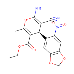 CCOC(=O)C1=C(C)OC(N)=C(C#N)[C@H]1c1cc2c(cc1[N+](=O)[O-])OCO2 ZINC000000754554