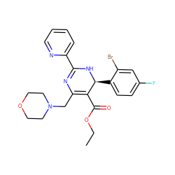 CCOC(=O)C1=C(CN2CCOCC2)N=C(c2ccccn2)N[C@H]1c1ccc(F)cc1Br ZINC001772657364