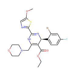 CCOC(=O)C1=C(CN2CCOCC2)NC(c2ncc(OC)s2)=N[C@H]1c1ccc(F)cc1Br ZINC001772602562