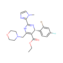 CCOC(=O)C1=C(CN2CCOCC2)NC(c2nccn2C)=N[C@@H]1c1ccc(F)cc1Br ZINC000141573086