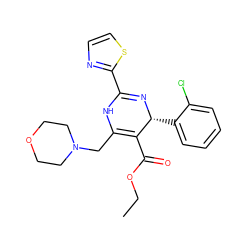 CCOC(=O)C1=C(CN2CCOCC2)NC(c2nccs2)=N[C@@H]1c1ccccc1Cl ZINC000141340935