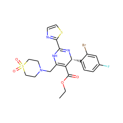 CCOC(=O)C1=C(CN2CCS(=O)(=O)CC2)NC(c2nccs2)=N[C@@H]1c1ccc(F)cc1Br ZINC001772609619