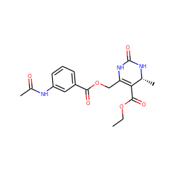 CCOC(=O)C1=C(COC(=O)c2cccc(NC(C)=O)c2)NC(=O)N[C@@H]1C ZINC000012870443