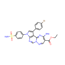 CCOC(=O)C1=C(N)N=C2c3c(-c4ccc(Br)cc4)cn(-c4ccc(S(N)(=O)=O)cc4)c3N=CN2N=C1 ZINC000169332695