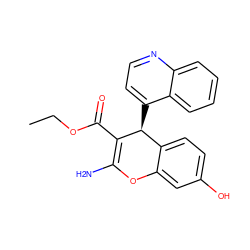 CCOC(=O)C1=C(N)Oc2cc(O)ccc2[C@@H]1c1ccnc2ccccc12 ZINC000103252981