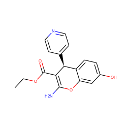 CCOC(=O)C1=C(N)Oc2cc(O)ccc2[C@@H]1c1ccncc1 ZINC000103252974