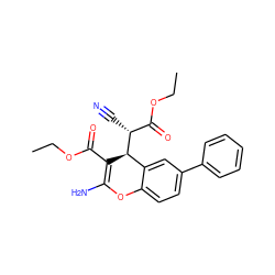 CCOC(=O)C1=C(N)Oc2ccc(-c3ccccc3)cc2[C@@H]1[C@H](C#N)C(=O)OCC ZINC000029464680