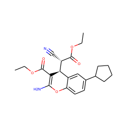 CCOC(=O)C1=C(N)Oc2ccc(C3CCCC3)cc2[C@@H]1[C@H](C#N)C(=O)OCC ZINC000029464691