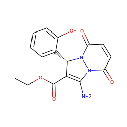 CCOC(=O)C1=C(N)n2c(=O)ccc(=O)n2[C@H]1c1ccccc1O ZINC001772655135