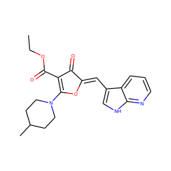 CCOC(=O)C1=C(N2CCC(C)CC2)O/C(=C\c2c[nH]c3ncccc23)C1=O ZINC000169702594