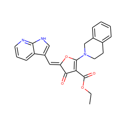 CCOC(=O)C1=C(N2CCc3ccccc3C2)O/C(=C\c2c[nH]c3ncccc23)C1=O ZINC000169702601