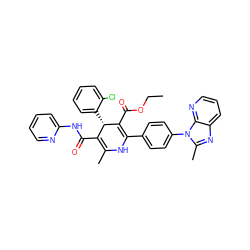 CCOC(=O)C1=C(c2ccc(-n3c(C)nc4cccnc43)cc2)NC(C)=C(C(=O)Nc2ccccn2)[C@@H]1c1ccccc1Cl ZINC000026841980