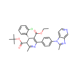 CCOC(=O)C1=C(c2ccc(-n3c(C)nc4cnccc43)cc2)N=C(C)C(C(=O)OC(C)(C)C)[C@@H]1c1ccccc1Cl ZINC000026835975