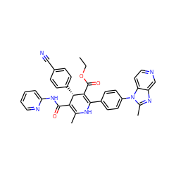 CCOC(=O)C1=C(c2ccc(-n3c(C)nc4cnccc43)cc2)NC(C)=C(C(=O)Nc2ccccn2)[C@@H]1c1ccc(C#N)cc1 ZINC000026833159